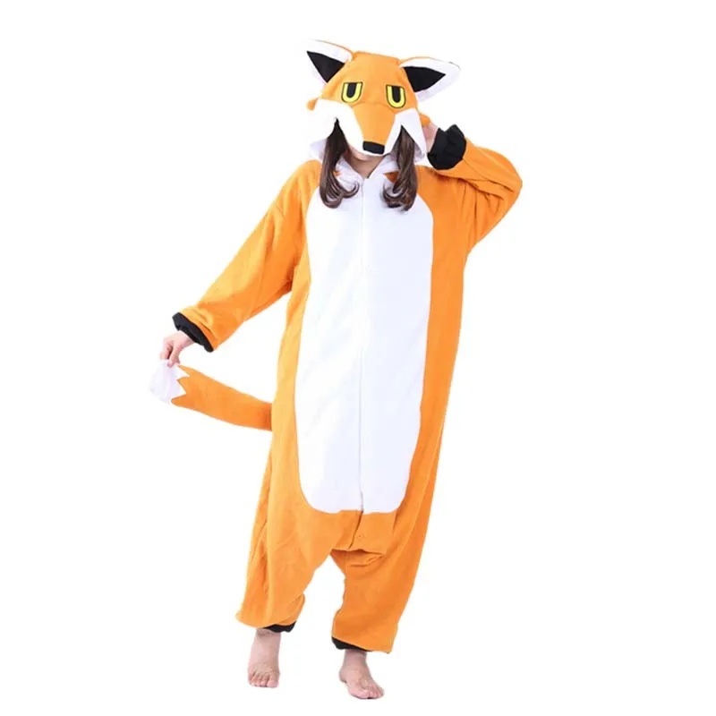 

Fleece Nick Fox Onesie Adult Pajamas Cartoon Orange Lowrie Sleepwear Costume Women Cosplay Winter Warm Pyjama Kigurumi Onesies