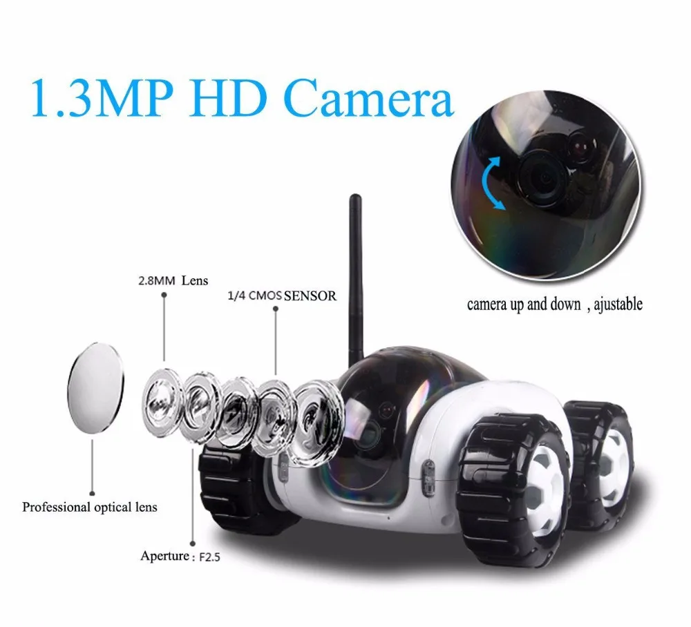 2016 Wireless WIFI Internet P2P RC HD IP Camera Car Remote Moving Robot Tank Iphone Android Phone Remote Control