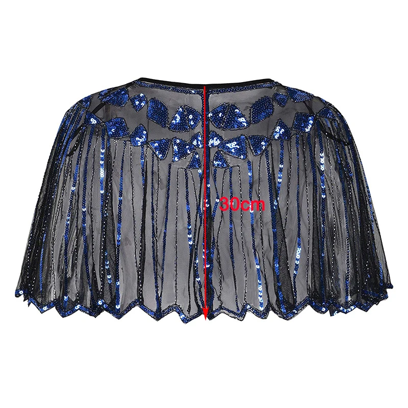 Versear Женская винтажная шаль 1920 s, пончо из прозрачной сетки, блестящая вышивка бисером, зубчатая вечерняя накидка для вечеринки, элегантная Клубная одежда