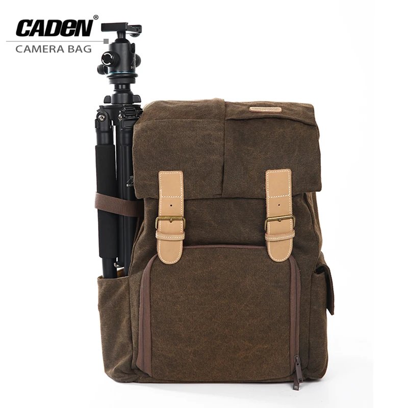 

CADEN Backpacks Camera Canvas Bags Soft Shoulders Bag Big Capability Tripod straps/hiking dslr Camera Backpack For Canon Nikon