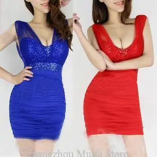 cloth and the new night dianfeng sexy sequin mesh Halter dresses slim hips temperament | Женская одежда