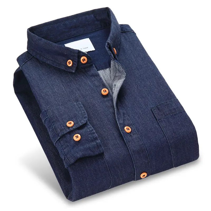 Buy Men Denim Shirts 100 Cotton Long Sleeve Two Chest