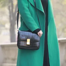 Женская сумка из натуральной кожи, модная классическая сумка через плечо с узором «крокодиловая кожа», женская сумка через плечо в стиле ретро, маленькая сумка через плечо с клапаном