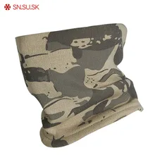 Осень Зима Спорт на открытом воздухе Мужчины Двухэтажные Полярное руно Ветрозащитный лыжный шарф с камуфляжным принтом Мужской Теплая Шея