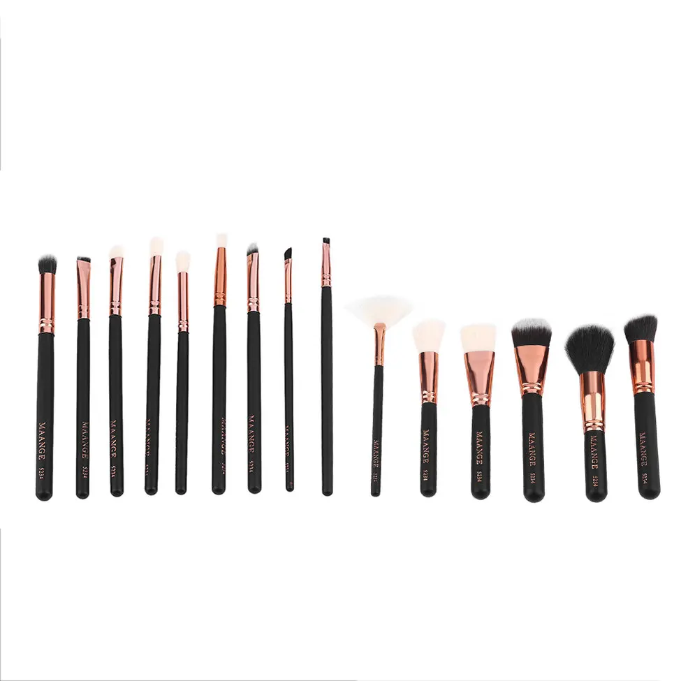 

15PCS Makeup Cosmetics Brushes Eye Shadows Eyeliner Brush Set Kit Professional Black Glod Makeup Brushes For Lady Gift