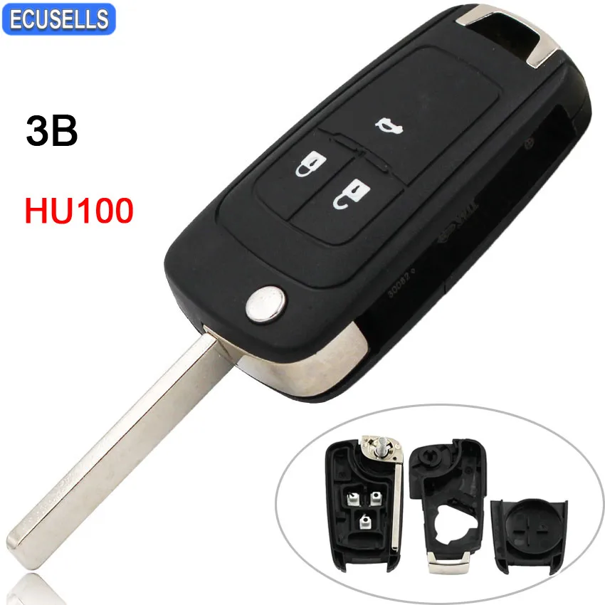 

3 Button Flip Remote Key Shell Case Folding Car Key Housing for Opel Vauxhall Insignia Astra J Zafira B Meriva HU100 Uncut Blade
