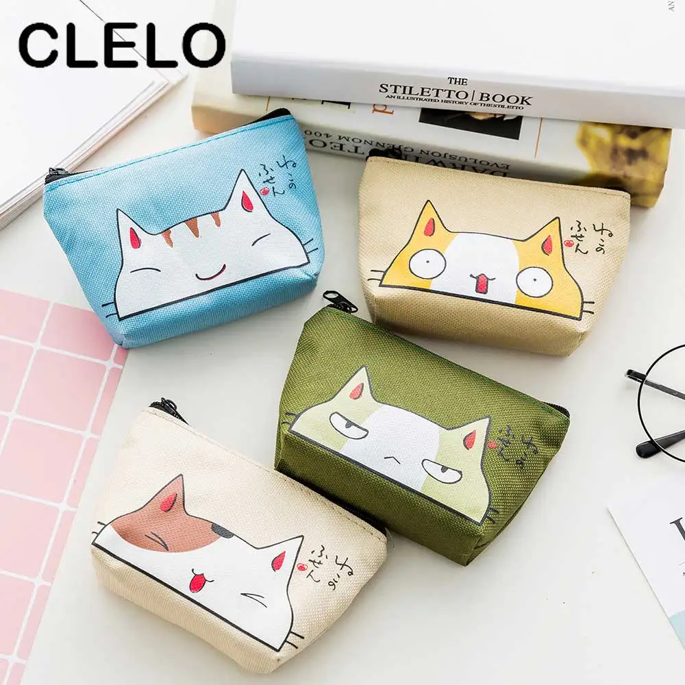 

CLELO Cat Coin Purses Women Wallet Small Zipper Credit Card Holder Key Money Bags Change Pouch Mini Wallet Gifts