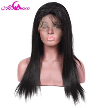 Ali Coco 130% Density Lace Front Wigs Brazilian Straight Human Hair Wigs For Black Women Natural Black 8-24′ inch