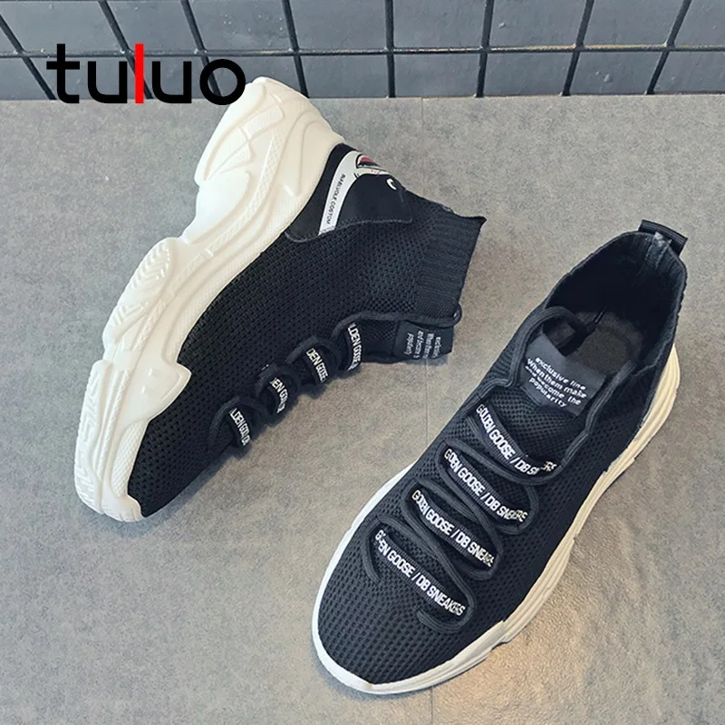 

TULUO Men Running Shoes High Top Sock Sneakers Couple Outdoor Jogging Fitness Training Shoes Zapatos De Hombre Big Size 35-47