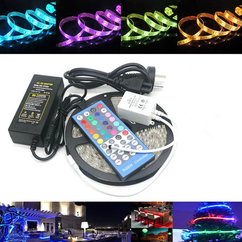 #cheap SMD 5050 RGBW+RGBWW 5M LED strip light Tape DC12V Flexible Ribbon lamp 60LEDs M 40key Controller + 5A Power Supply Adapter