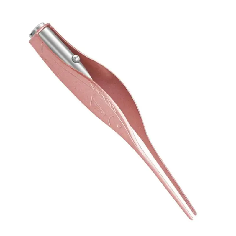 Светодиодный пластиковый пинцет для ушной раковины, пинцет, кюретка для удаления ушей, инструменты для чистки ушей, пинцет, форма пластиковой ушной раковины - Цвет: Pink