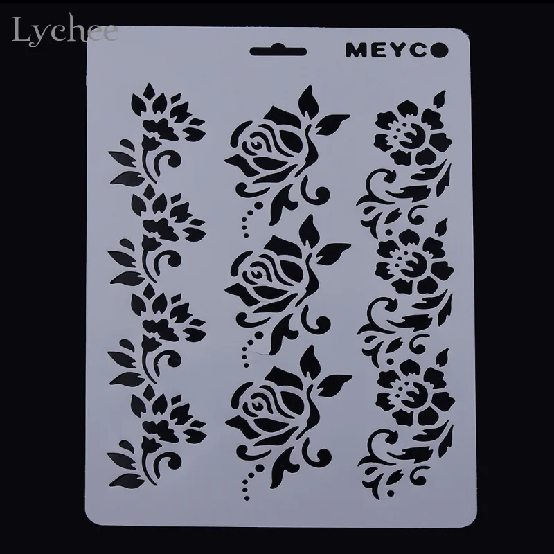 Lychee Life 3Bunches of Rose DIY Layering Stencil Masking Spray Template Scrapbooking Stamp Album Decorative Embossing | Дом и сад