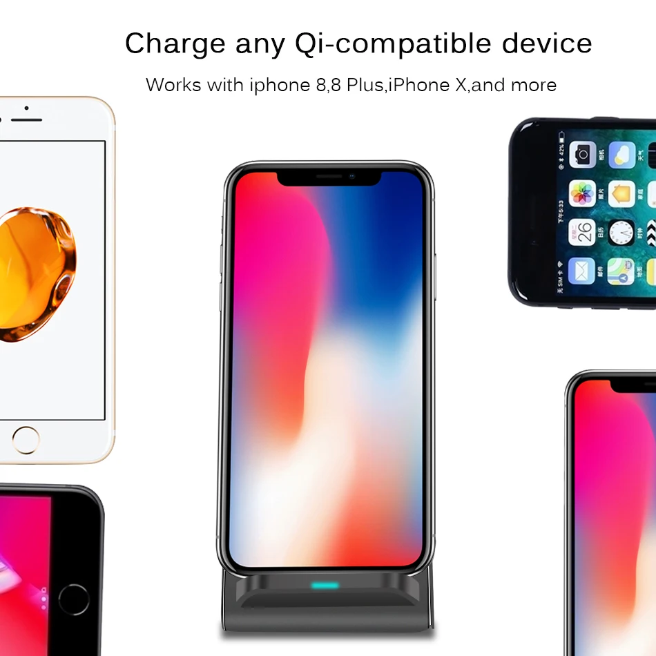 Беспроводное зарядное устройство VIKEFON с двойной катушкой 10 Вт Qi для iPhone X/XS Max XR 8 Plus