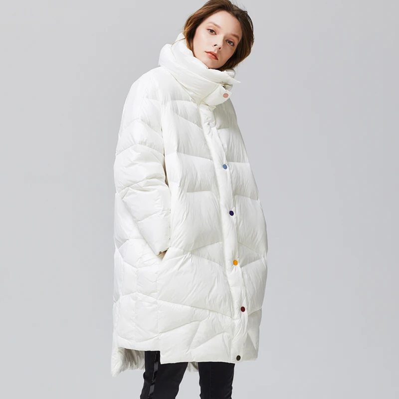 Winter Jacket Women Parka 2019 European Brand White Duck Down Jackets For Women Thick Loose Coat Woman Plus Size  7 colour buckl