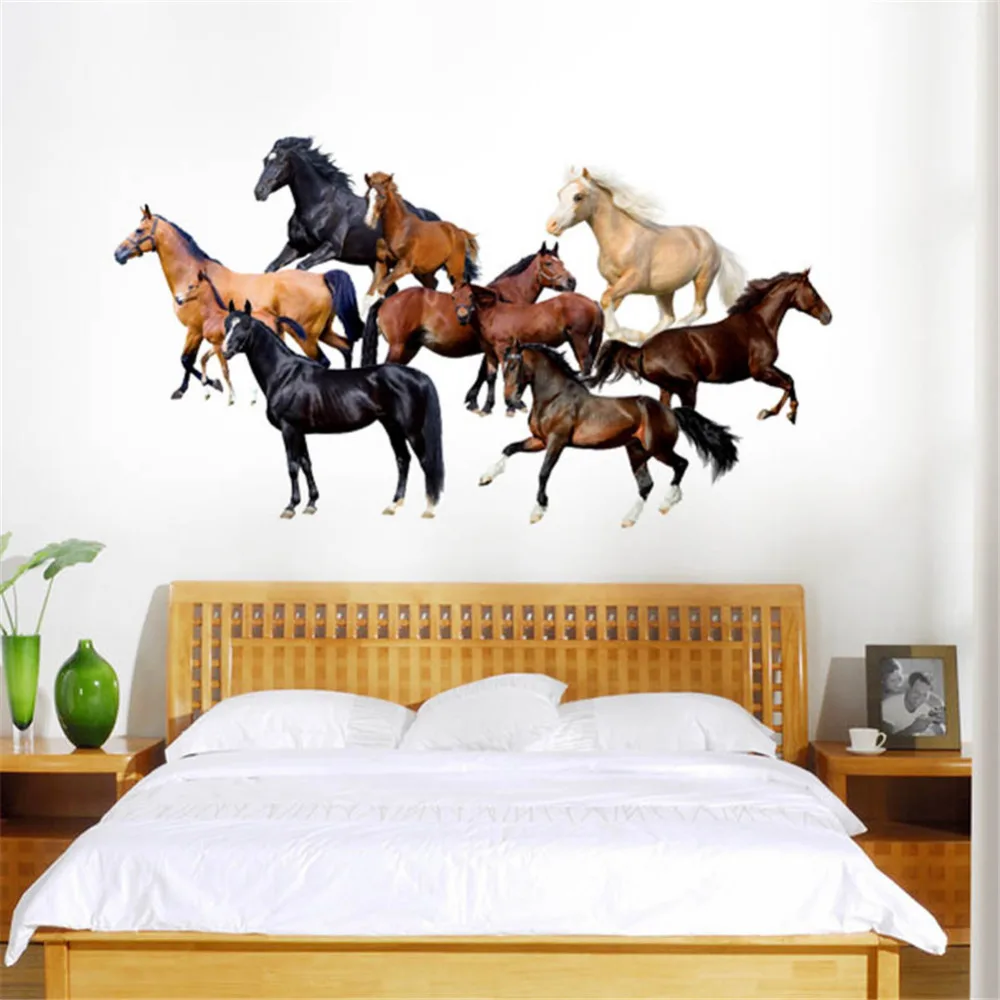10 красивых Бегущих Лошадей, настенные наклейки s, съемные, сделай сам, для гостиной, спальни, лошади, настенные Стикеры, высокое качество, Фреска, искусство 50*70 см