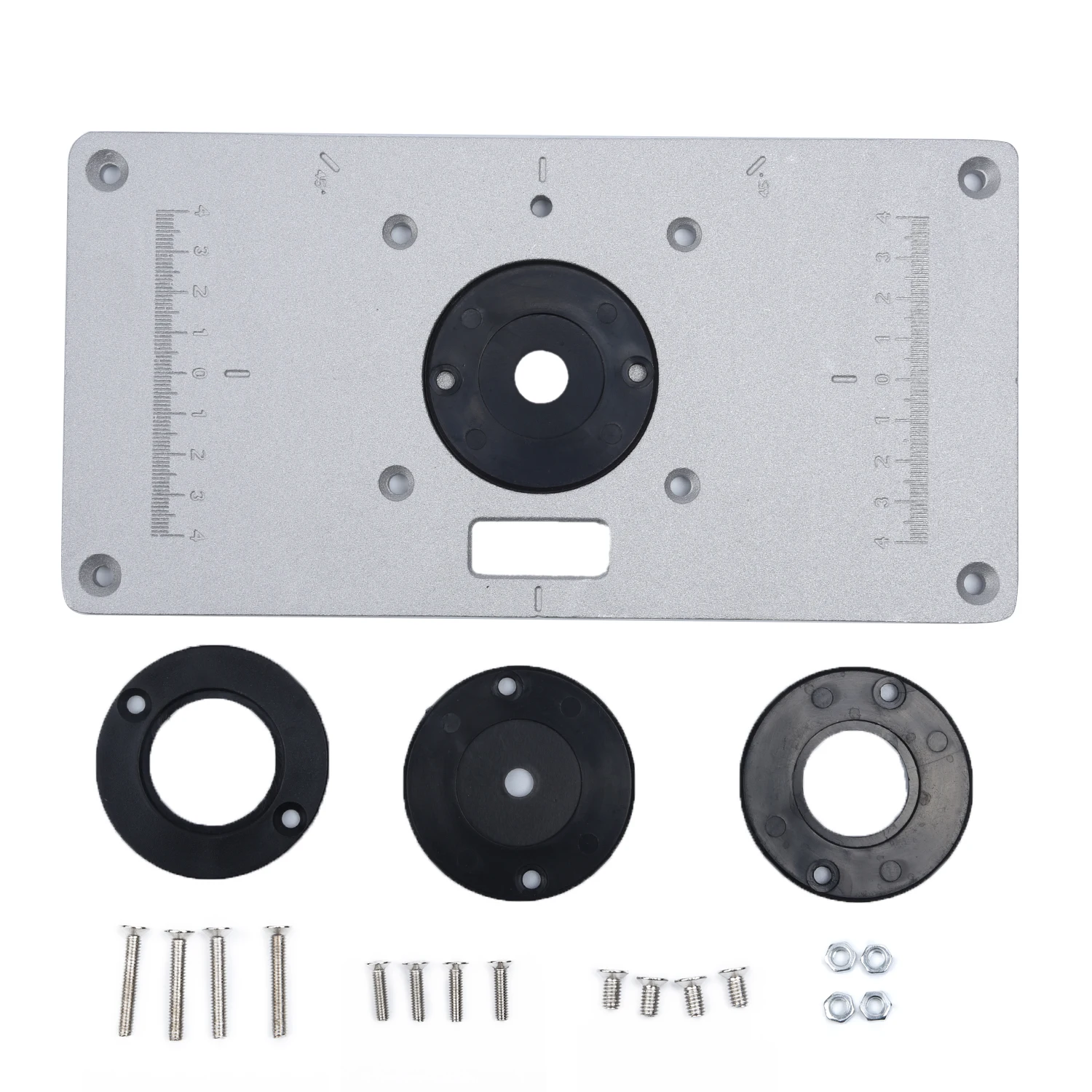 

Aluminum Router Tables Insert Plate 4 Rings Screws For Woodworking Benches