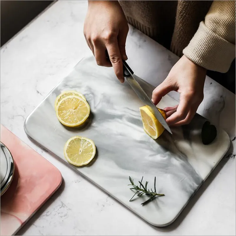 Nordic Natural  Marble Ceramic Tray Cake Bread Fruit Cutting Board Breakfast Plate Western Steak  Pizza Flat Plate