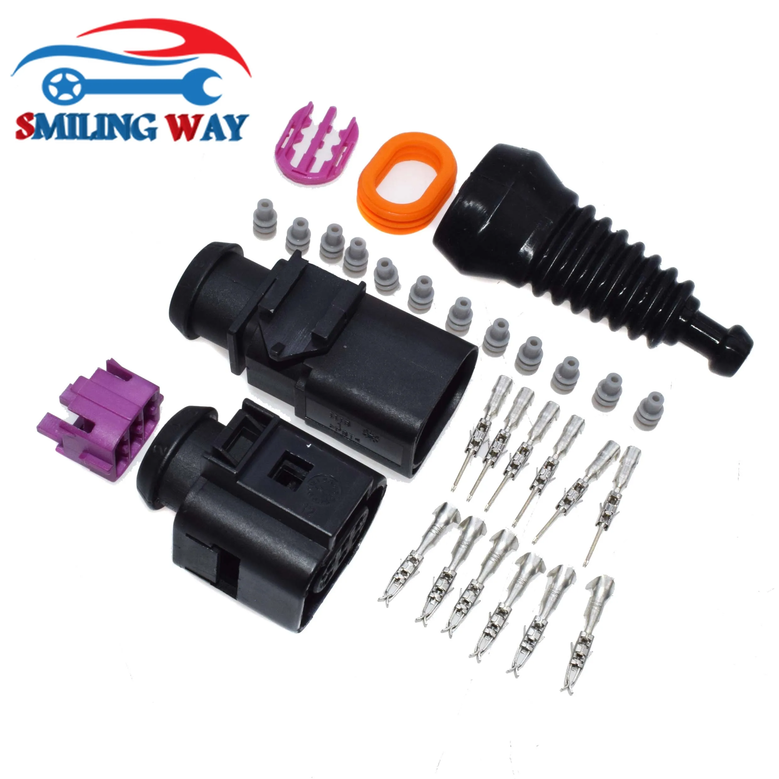 

SMILING WAY# 6 pins Connector Housing Plug Terminals Seal Kit For Sensors VW Audi Skoda Seat OE# 3B0973813 , 1J0973713