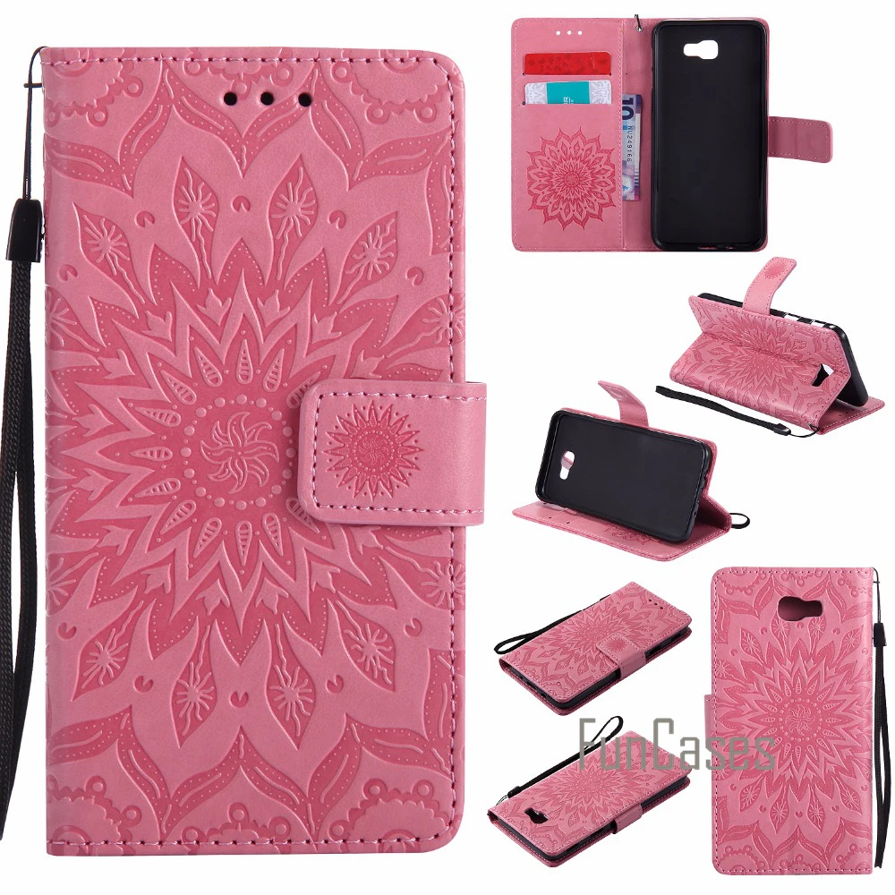 Embossed Flower Case sFor coque Samsung Galaxy J5 Prime J7 fundas On5 2016 + Card Holders | Мобильные телефоны и