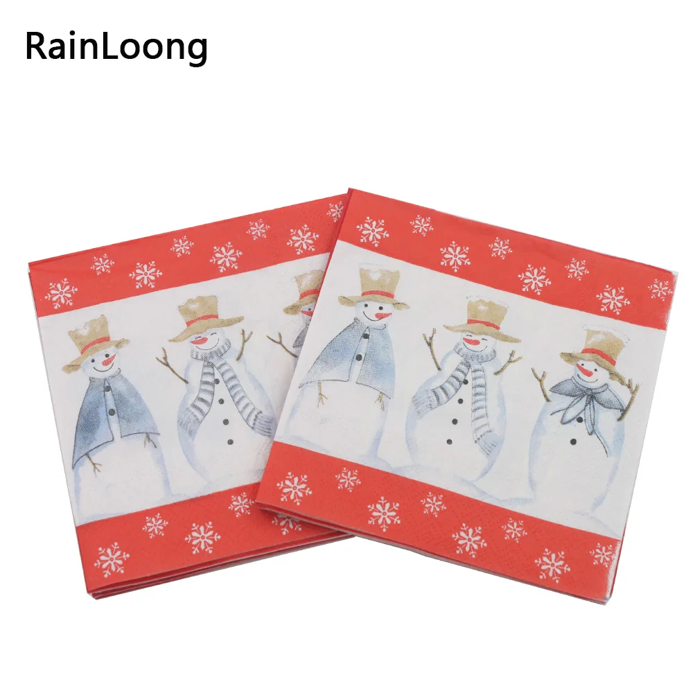 

[RainLoong] Christmas Snowman Paper Napkins Event & Party Tissue Napkins Decoration Serviettes DIY 25*25cm 20pcs/pack/lot