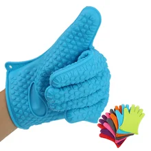 2pcs High Quality Silicone Oven Gloves Home Kitchen Cooking BBQ Heat Resistant Gloves Slip-resistant Microwave Heat Holder