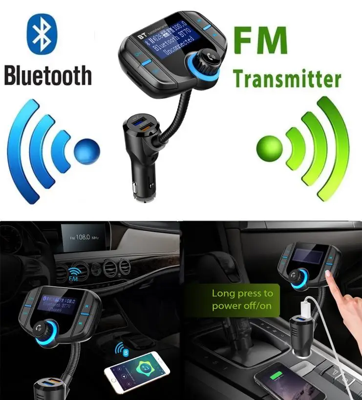 ФЭСТ отправки автомобильный fm трансмиттер Bluetooth MP3 плеер Беспроводной радио QC 3 0 2