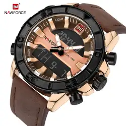 NAVIFORCE для мужчин s часы кожа Открытый спортивные часы для светодио дный мужчин кварцевые светодиодный цифровые часы