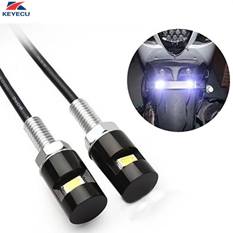 

KEYECU 2 Pieces White 5630 LED Motorcycle Car License Plate Screw Bolt Light Kit
