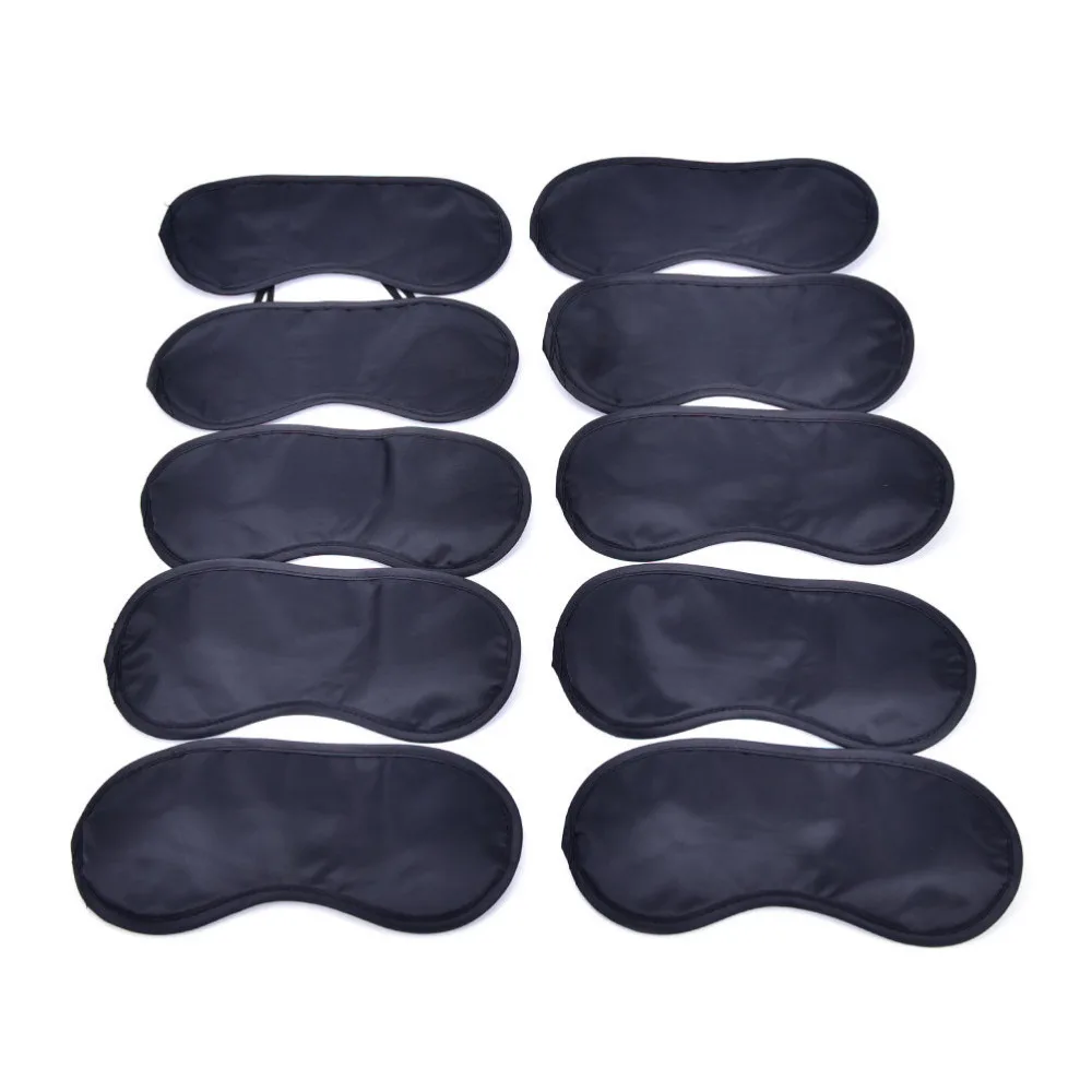10pcs/lot Travel Sleeping Eye Mask Black Shade Blindfold Eye Patch Night Economic Sleep Snoring Gift Wholesale