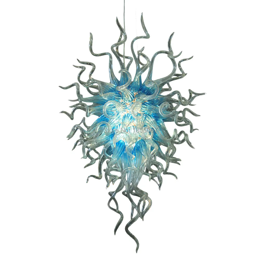 

Free Shipping Excellent Hand Blown Glass Chandelier Blue Colored