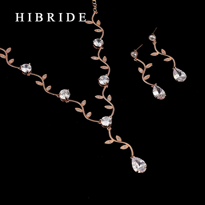 HIBRIDE White/Yellow/Rose Gold Color Flower Jewelry Sets For Women Wedding with AAA Cubic Zircon Gold Color Jewelry HJ0002 - Image 6