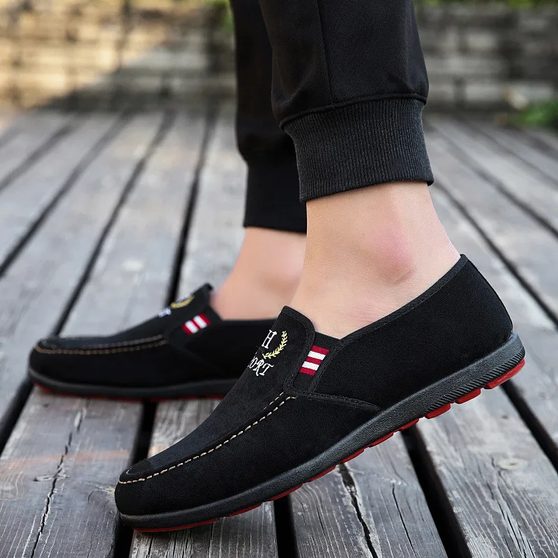 Men Shoes 2019 Spring Men Casual Shoes Canvas Shoes Fashion Loafers Men Breathable Outdoor Male Shoes Black free drop