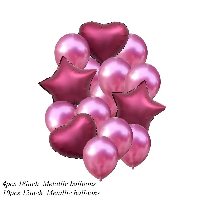 14 шт. 12/18 дюймов металлический цветной конфетти воздушные шары с днем рождения Воздушные гелиевые шары декорация, свадьбы, праздника, вечерние поставки - Цвет: rose