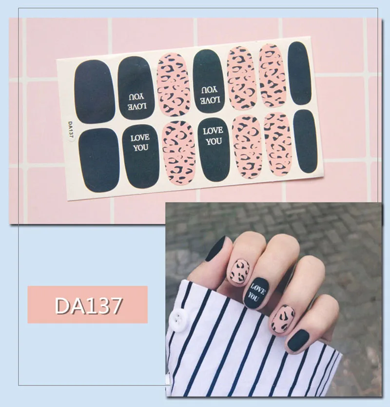 14 подсказок/лист для маникюра ногтей Наклейки полное покрытие украшения «сделай сам» наклейки для ногтей персональные наклейки для ногтей - Цвет: 14 tips per sheet