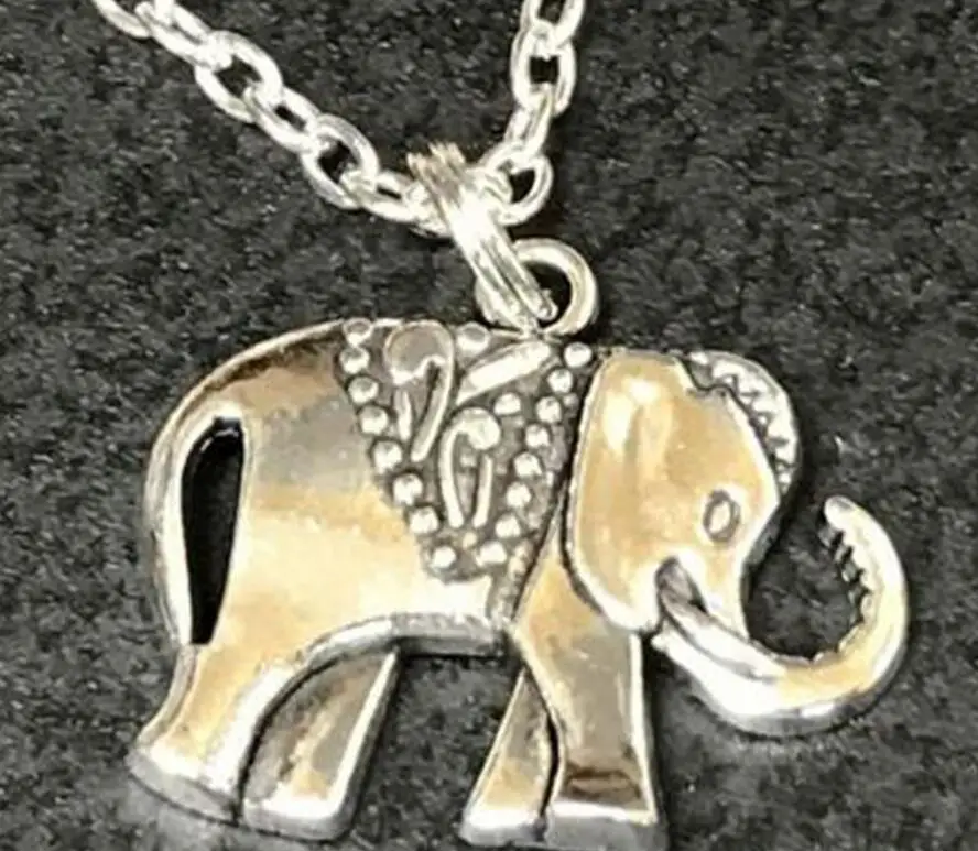 Vintage Silver Statement Elephants Choker Necklace Alloy Pendant Chain