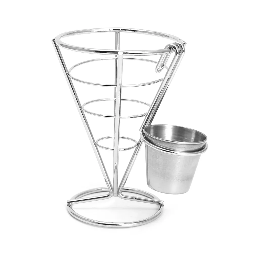 New Arrivals French Fries Chip Cone Holder Metal Iron Wire Bowl Kitchen
