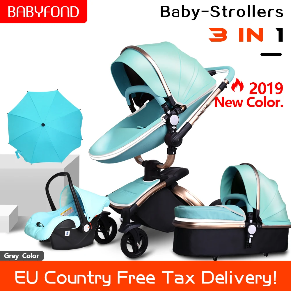 High landscape 3 in 1 stroller 360 degrees rotation net weight 12kg Independent spring suspension baby car 2in1