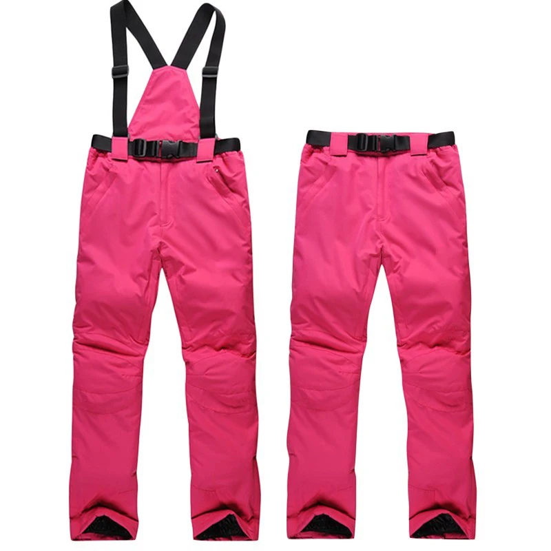 Женские лыжные штаны, одноцветные, водонепроницаемые, ветрозащитные и тепловые, карамельные цвета, зимние, для улицы, спортивные штаны - Цвет: rose red