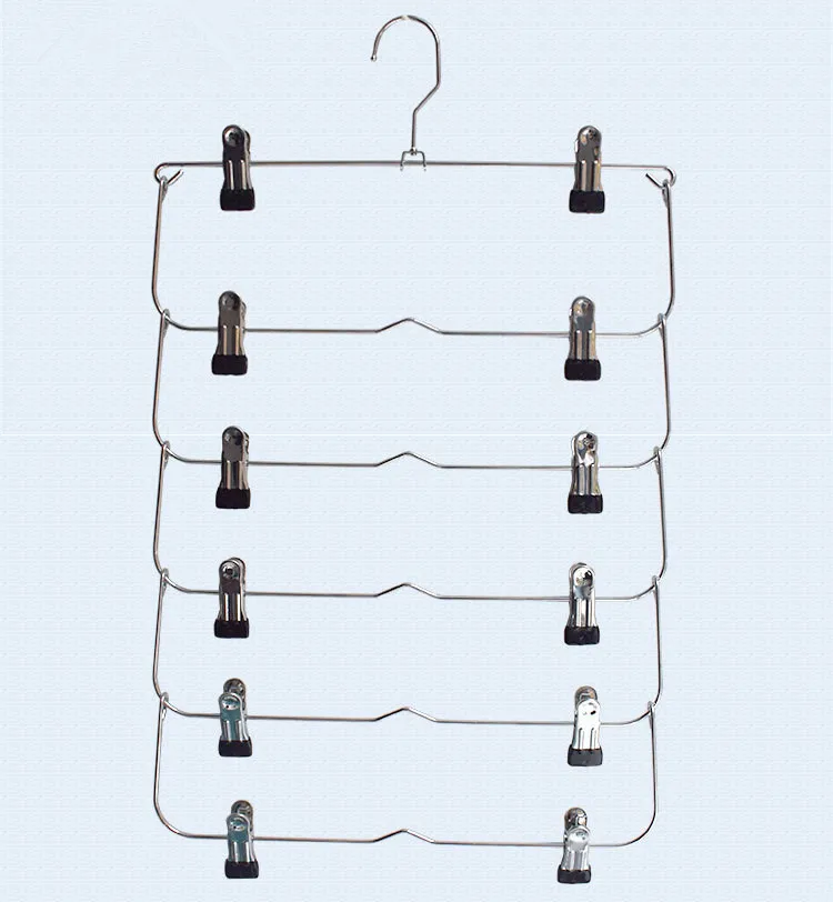 6 слоев Компактный органайзер для брюк и юбок Нескользящая складная стальная вешалка для шкафов с зажимами для дома многофункциональная стойка
