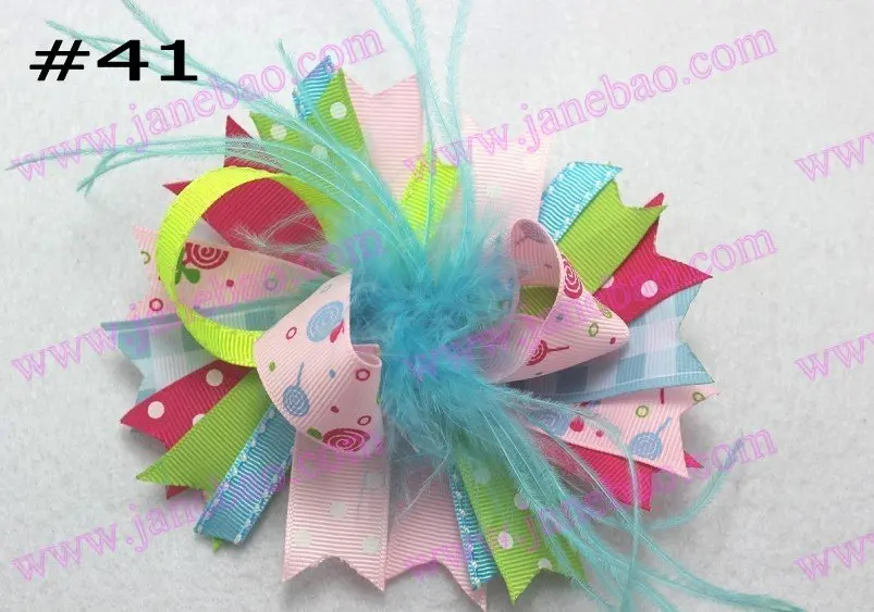 free shipping 240pcs feather hair  bows Girl funky...