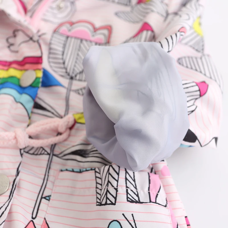 DOSOMA 2018 New Spring Baby Coat And Jackets For Girls Cartoon Fashion Rainbow Hooded Windbreaker For Toddler Girls Kids Clothes