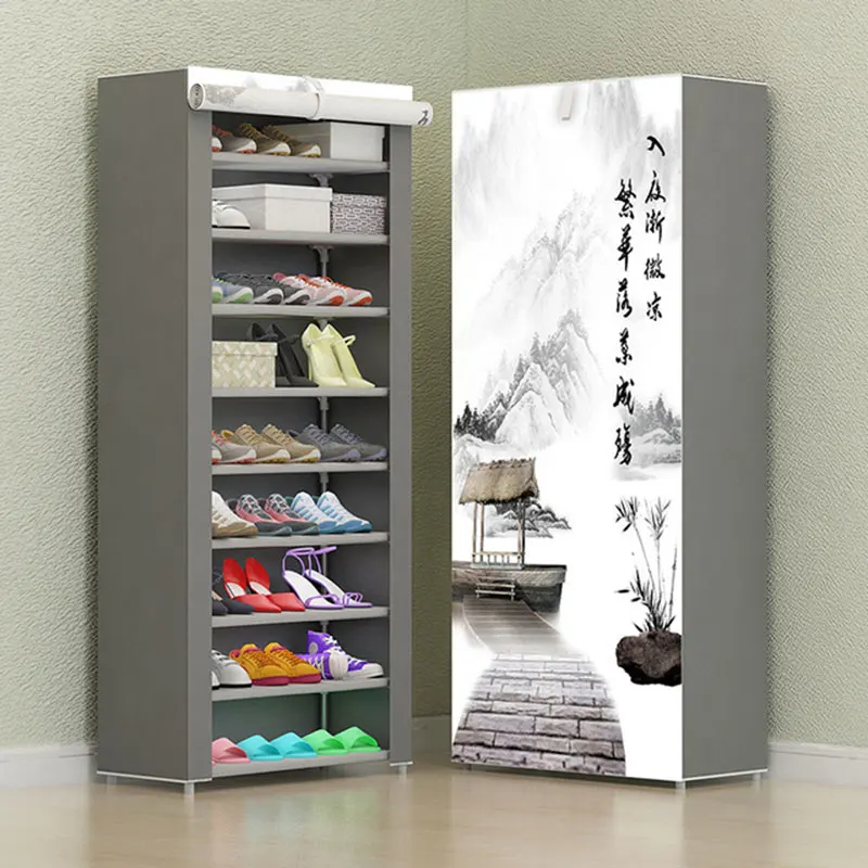 Us 23 59 41 Off 8 Layer 10 Layer Combination Shoe Cabinet Simple Cloth Fabric Storage Shoes Rack Folding Dust Proof Shoe Shelf Diy Furniture In Shoe