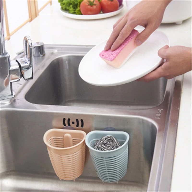 

2019 new Japanese high-end kitchen and bathroom wall-mounted drain storage basket with suction cup sink sponge storage basket