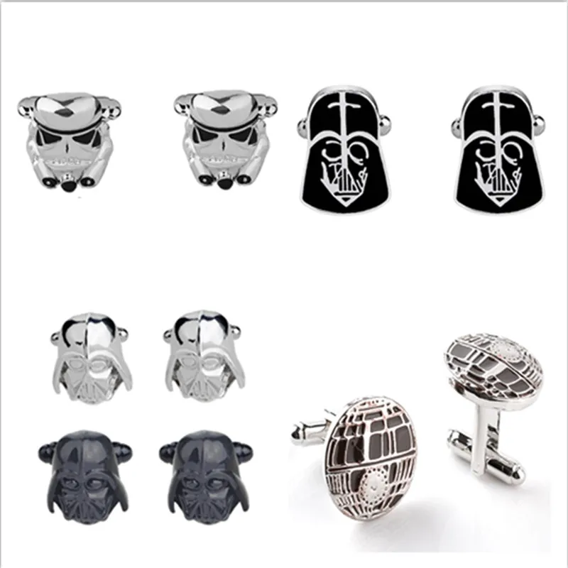 

18 Style Movie Star Wars Cufflinks Darth Vader White Samurai French Cufflinks Spaceship Logo Fashion Apparel Shirt Accessories