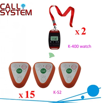 

433.92mhz restaurant service equipment K-S2 triangle button with K-400 watch Waiter Call Bell System