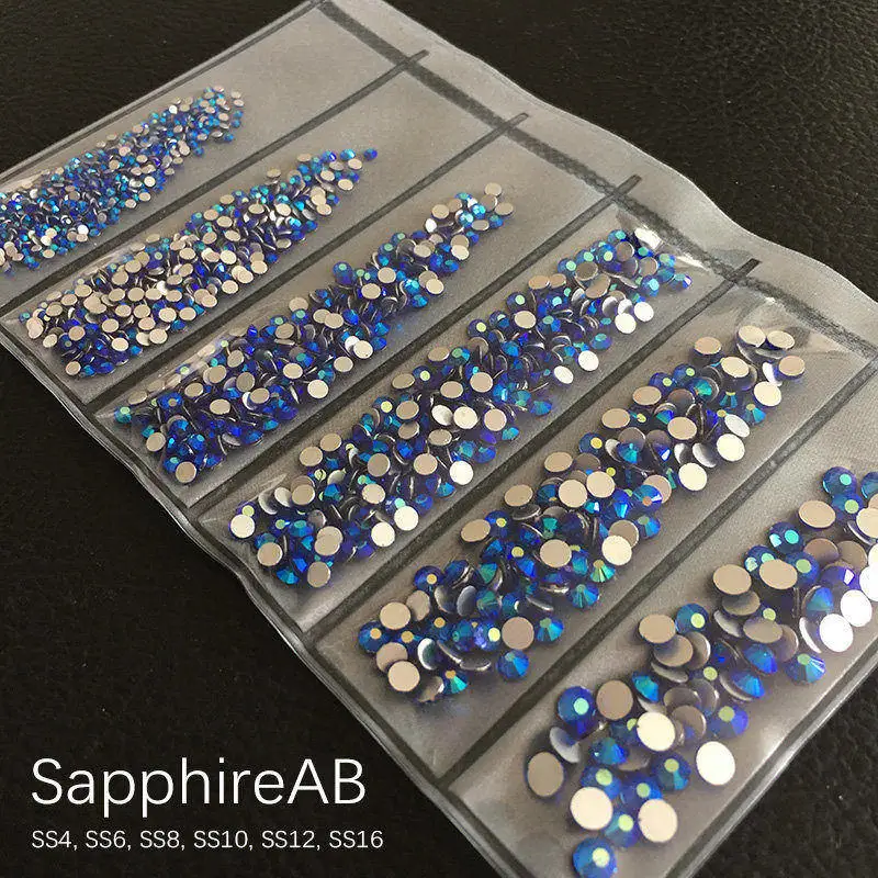 1 упаковка разного размера Стекло ногтей Стразы SS4-SS16 для украшения для ногтей стразы камни блестящих драгоценных камней аксессуары для маникюра - Цвет: Sapphire AB