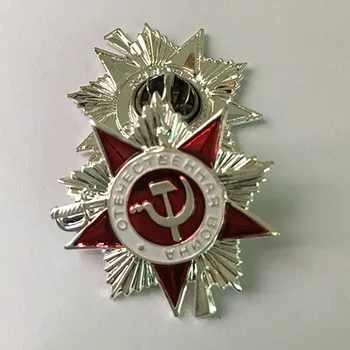 

100 pcs The symbol of war II of national defense hero Soviet emblem collar badge silver plated colored 32 mm souvenir badge