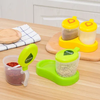 

Kitchen Plastic Seasoning Storage Box With Spoon Base Creative Seasoning Jar Home Storage Organizer Holder Pepper Container