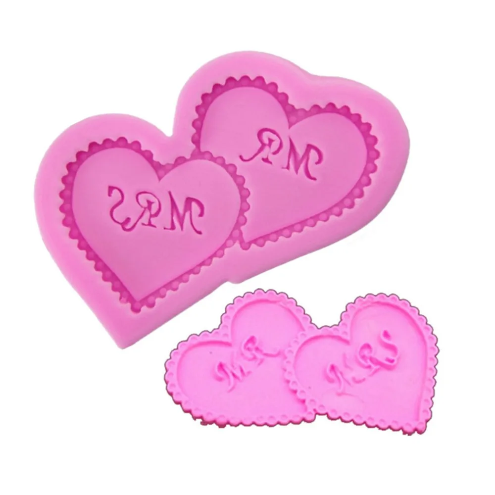 3D Double Heart Shaped Cake Decorating Silicone Fondant