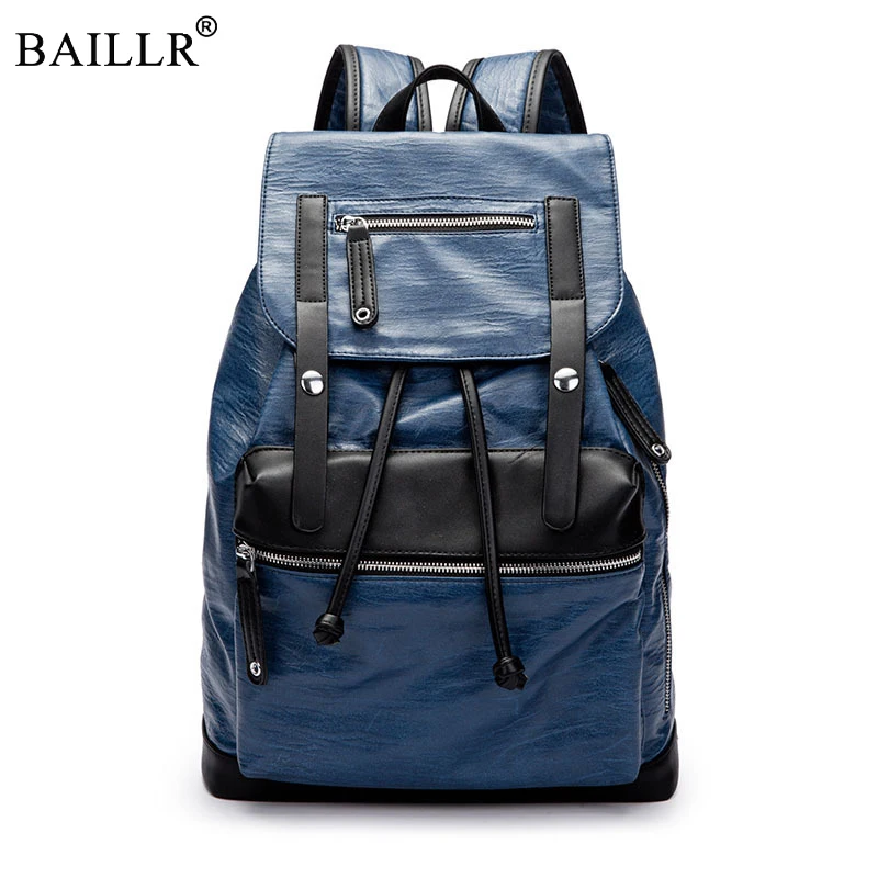 Рюкзак мужской из искусственной кожи черный 14 дюймов|school shoulder bag|backpack fashionfashion